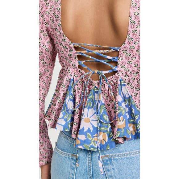 Alix of Bohemia Printed L/S Top with Lace up Back, size Small - Picture 12 of 15